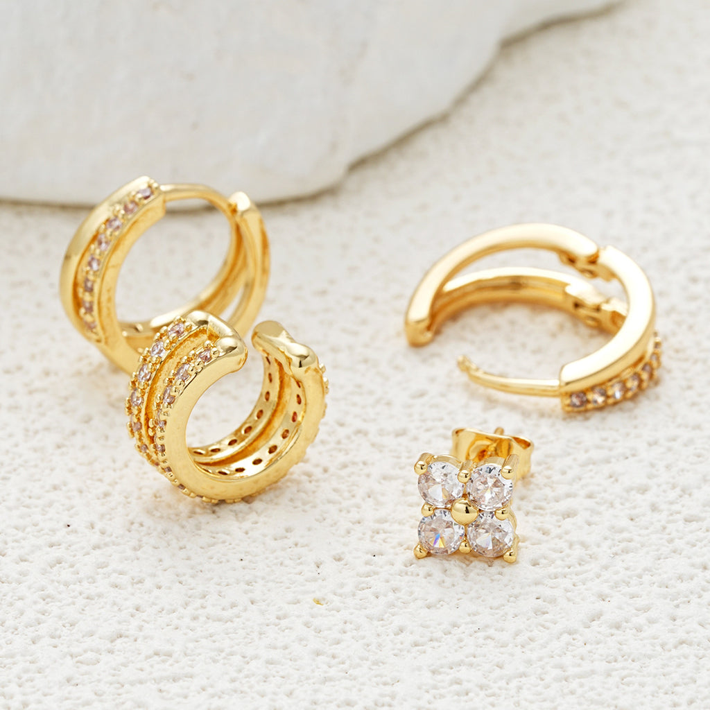 Damen Ohrringe-Set mit funkelnden Zirkonia und modernem Design Shop Nory