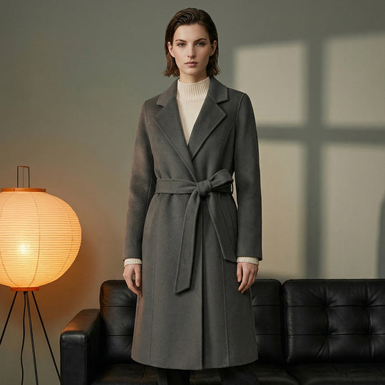 Damen Eleganter Wollmantel mit praktischen Taschen Shop Nory
