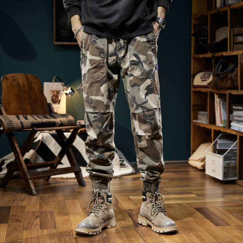 Herren Camouflage-Cargo-Jogger mit elastischem Bund, Utility-Taschen und Kordelzug Shop Nory