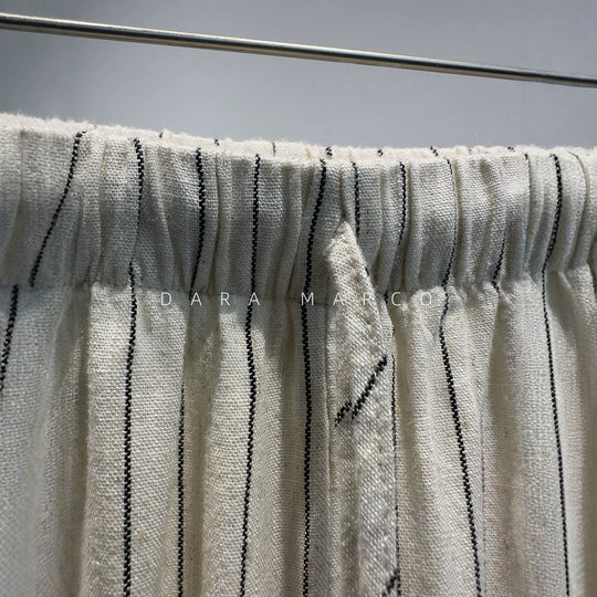 Damen gestreifte hochtaillierte weite Hosen Shop Nory