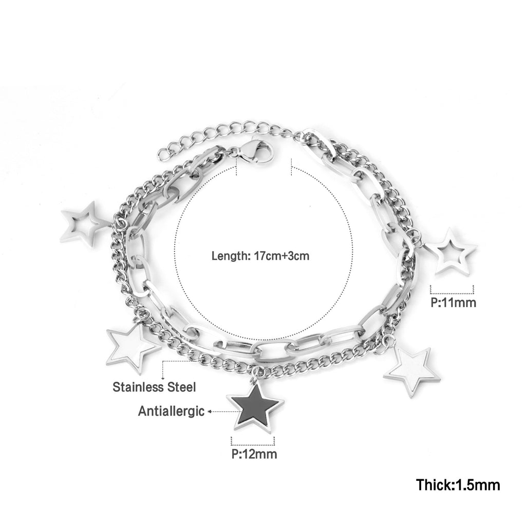Damen Armband aus rosévergoldetem Edelstahl mit funkelnden Anhängern Shop Nory