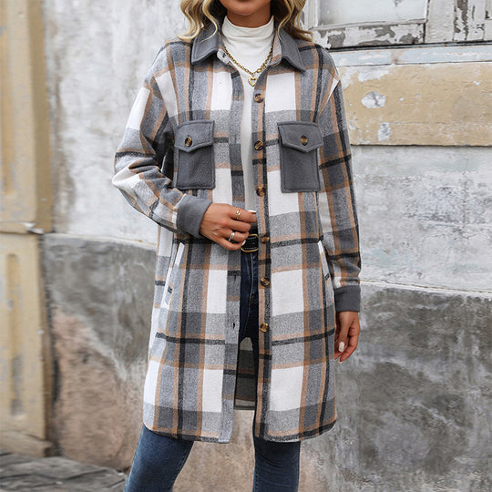 Damen Long-Hemdjacke im Overshirt‑Stil mit Brustklappen Shop Nory