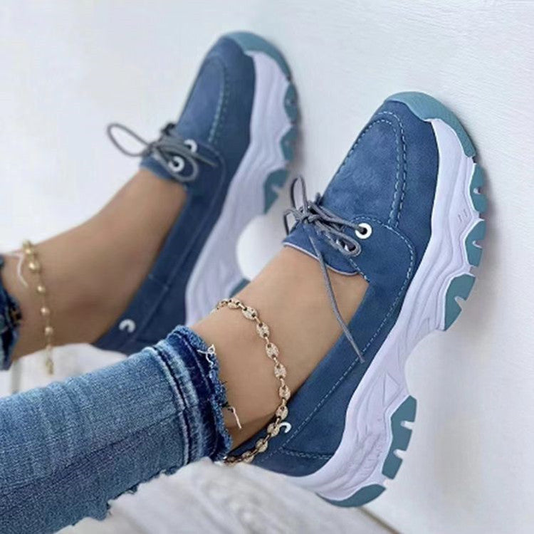 Damen Chunky-Plateau-Sneaker im Retro-Runner-Stil mit gezackter Gummiprofilsohle Shop Nory
