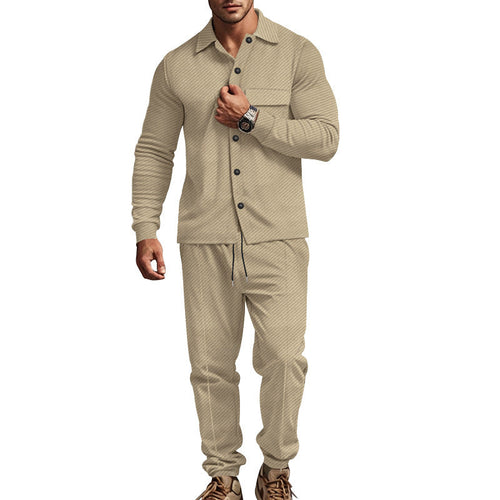 Herren lässige Schlafanzug-Kombination mit eleganten Knopfdetails