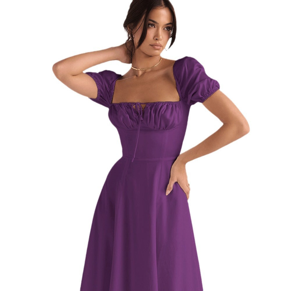 Damen Midi-Kleid mit gerafftem Oberkörper und ausgestelltem Rock