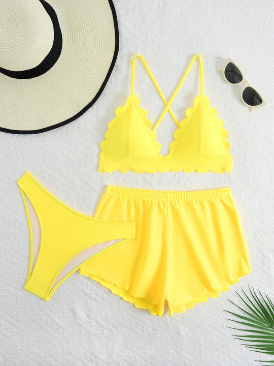Damen Triangel-Bikini mit Shorts