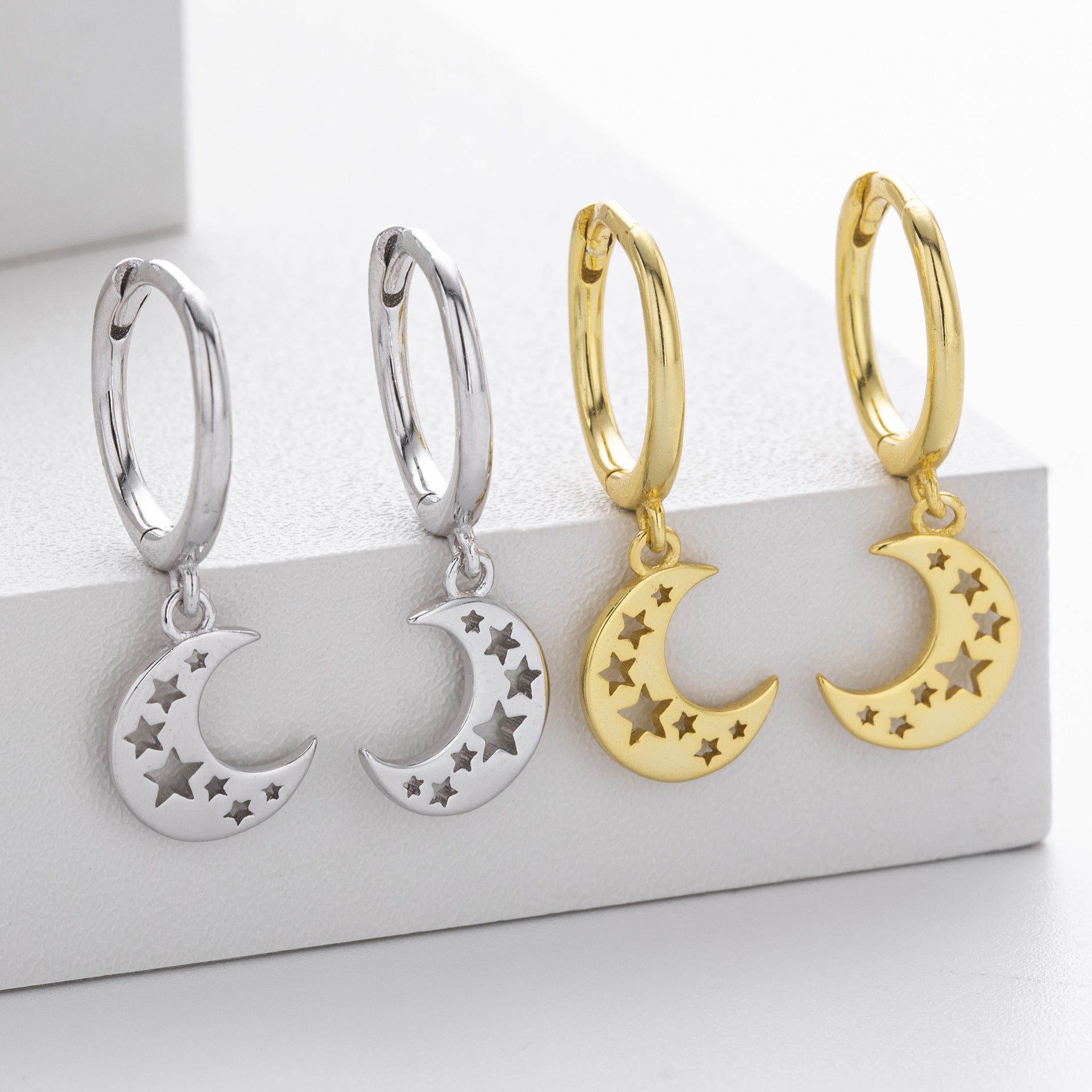 Damen Ohrhänger mit mondförmigem Design aus 925 Sterling Silber Shop Nory
