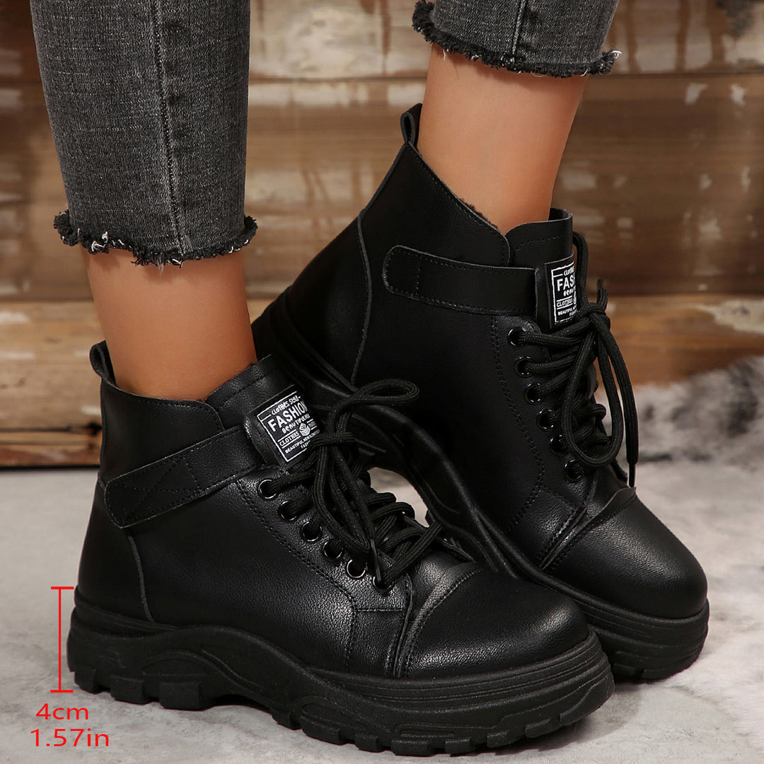 Damen Plateau-Ankleboots mit Klettverschluss, robuster Lug-Sohle und gepolstertem Schaft Shop Nory