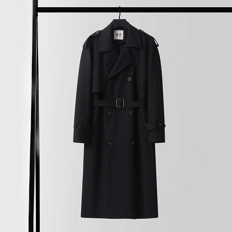 Herren Doppelreihiger Trenchcoat mit abnehmbarem Taillengürtel und Schulterklappen Shop Nory