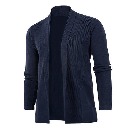 Herren lässige Strickjacke mit offenem Kragen und elegantem Rippdesign