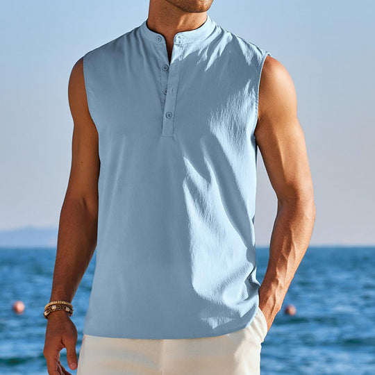 Herren Ärmelloses Henley-Shirt aus atmungsaktivem und leichtem Material