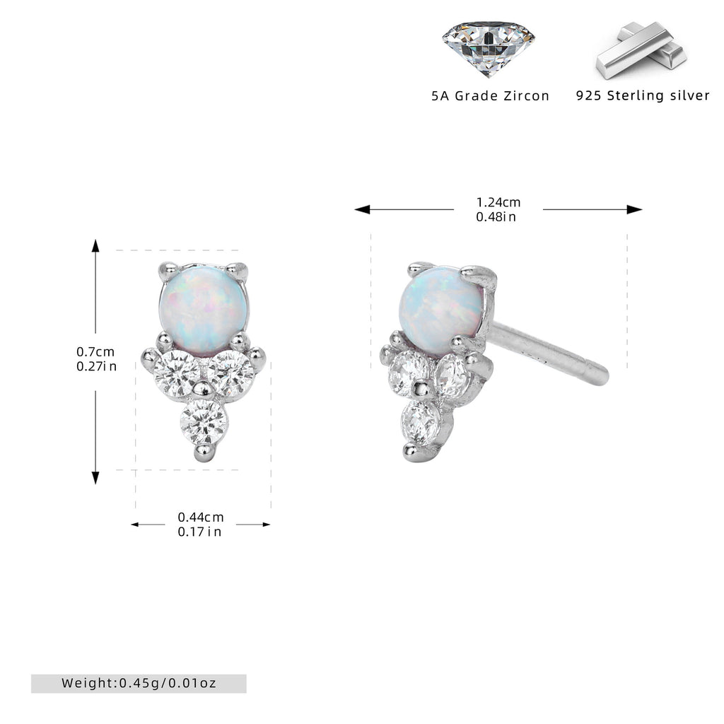 Damen Ohrstecker aus 925 Sterling Silber mit funkelndem Zirkon und edlem Opal Shop Nory