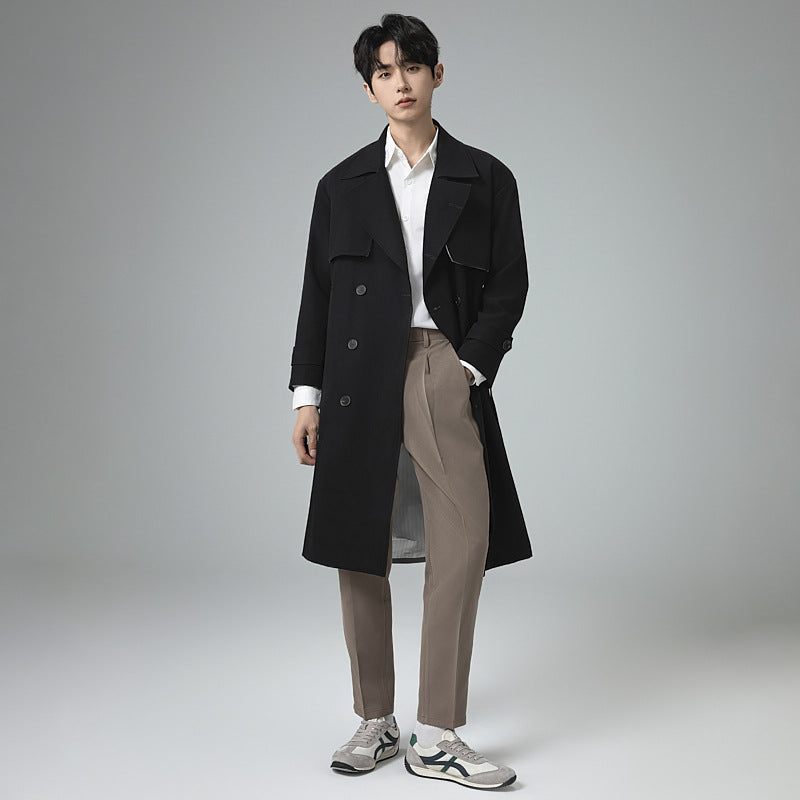 Herren Oversized Doppelreihiger Wollmix-Trenchcoat mit Schalkragen und Überschlagblende Shop Nory