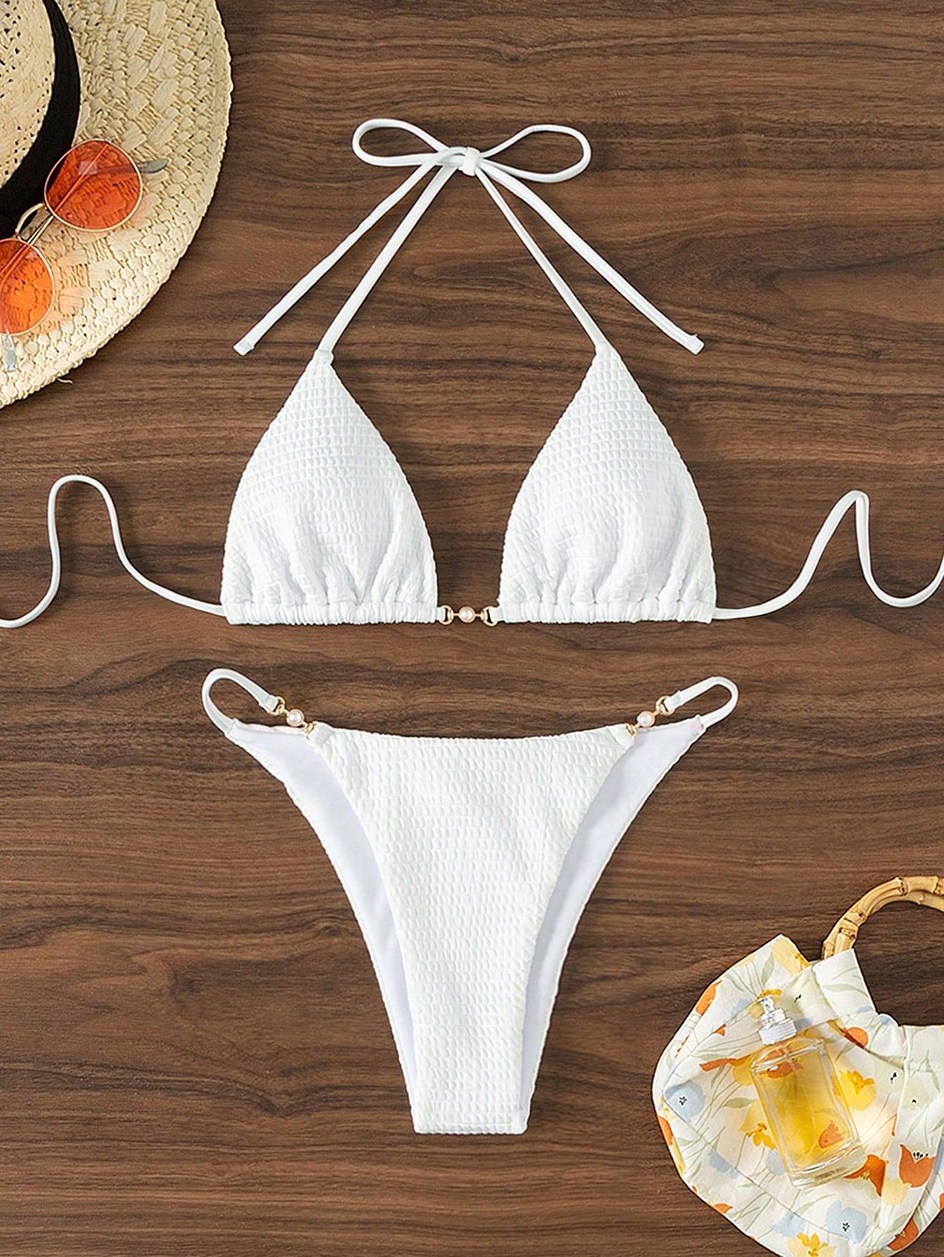 Damen Triangel-Bikini mit modischen Schnürdetails und eleganten Akzenten