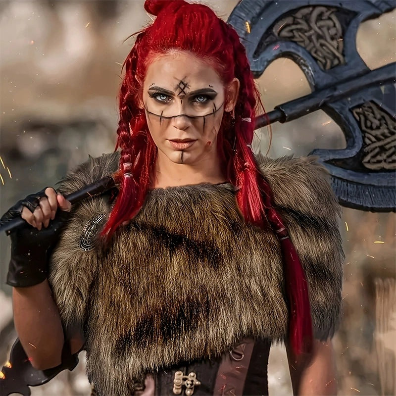 Damen Schulterstola aus Kunstpelz im rustikalen Fell‑Look mit Lederriemen Shop Nory