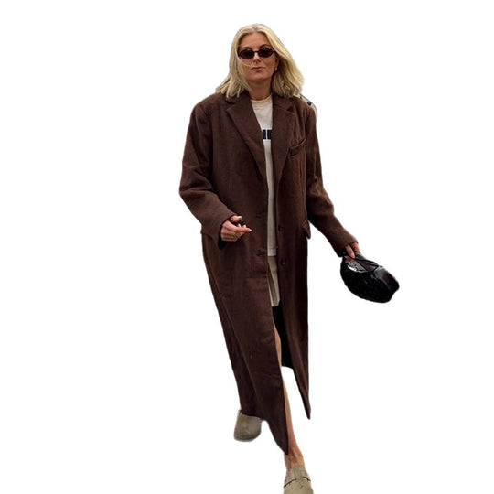 Damen Maxilanger Boxy-Mantel aus Teddy-Fauxfur mit Reverskragen und Eingrifftaschen Shop Nory
