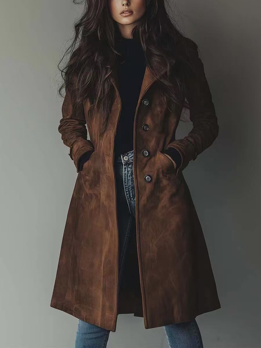 Damen taillierter Wollmantel mit Knopfleiste Shop Nory