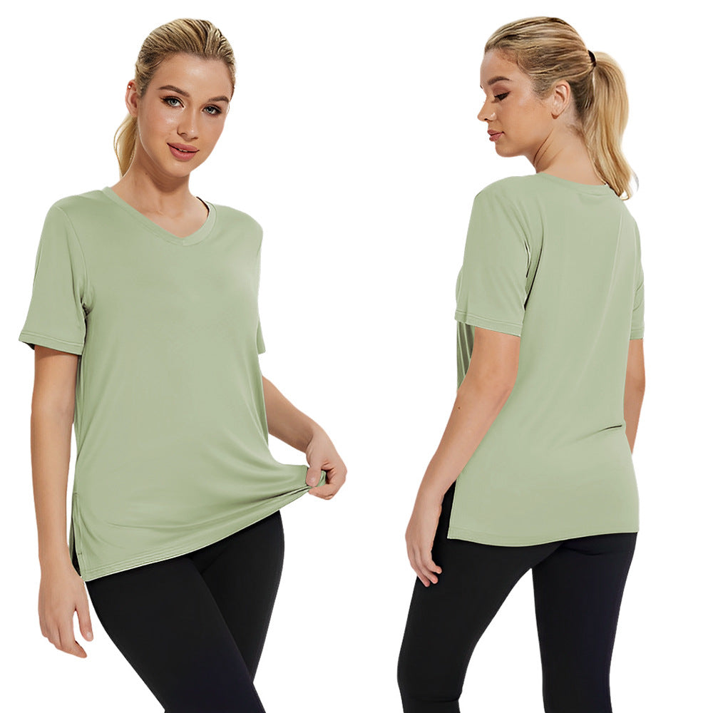 Damen Funktionales V-Ausschnitt Sportshirt mit atmungsaktiver Technologie Shopnory
