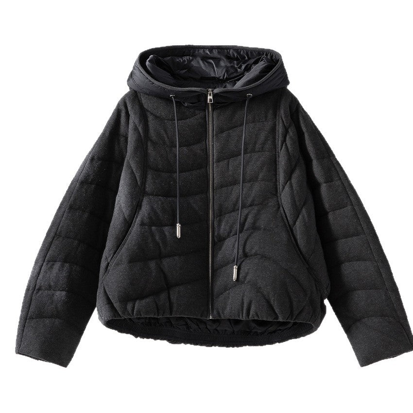 Damen gesteppte Kapuzen-Winterjacke mit tailliertem Gummizug Shop Nory