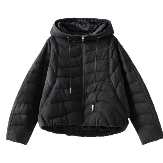 Damen gesteppte Kapuzen-Winterjacke mit tailliertem Gummizug Shop Nory