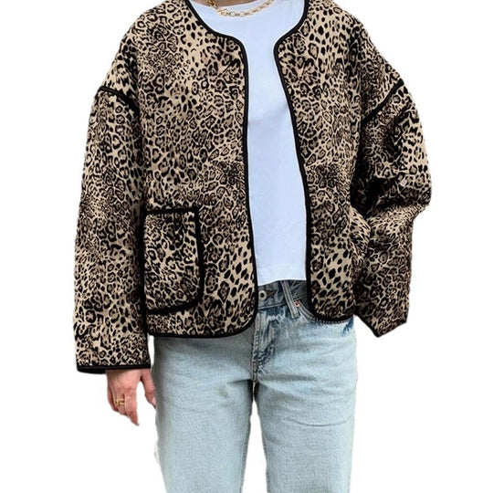 Damen Lässige Bomberjacke mit Leo-Muster Shop Nory