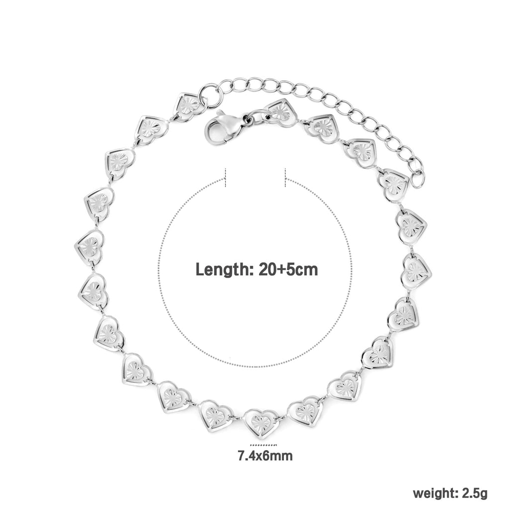 Damen Armband mit herzförmigen Gliederungen aus hochwertigem Edelstahl und goldplattierter Oberfläche Shop Nory