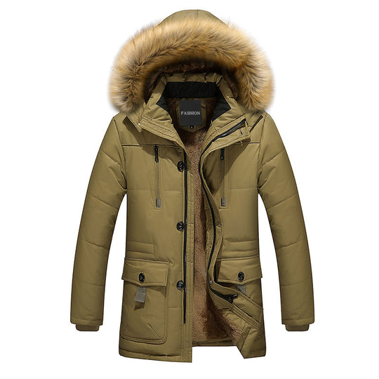Herren Isolierter Langparka mit Teddyfleece-Innenlage, abnehmbarer Kunstfellkapuze und verdecktem Zweiwege-Reißverschluss Shop Nory