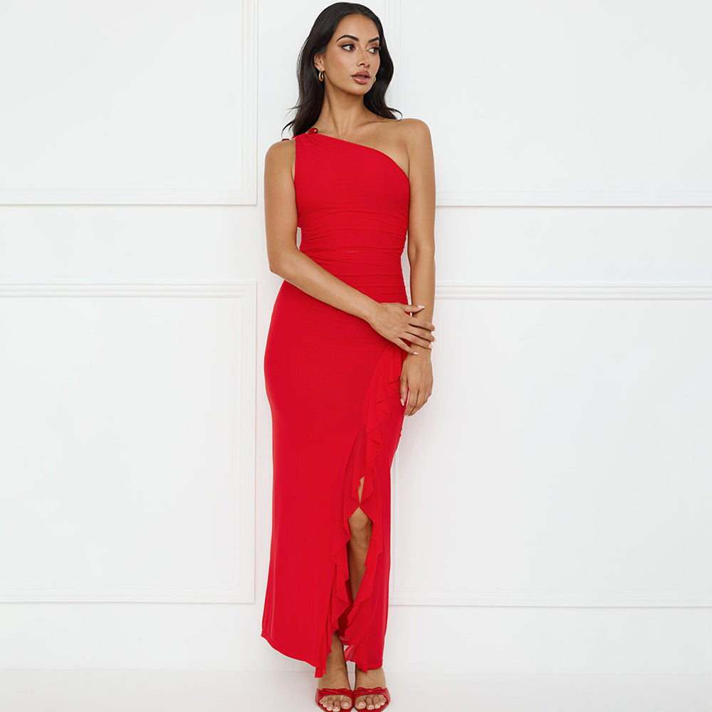 Damen Asymmetrisches Maxikleid mit Rüschendetails
