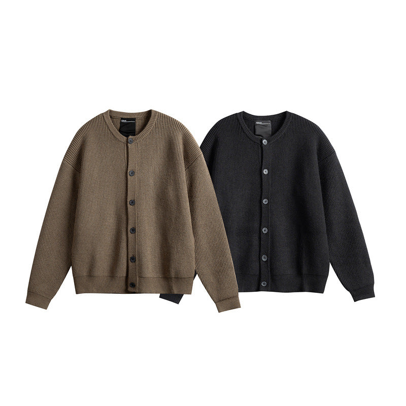 Damen Oversize-Rippenstrick-Cardigan mit Rundhals und durchgehender Knopfleiste Shop Nory