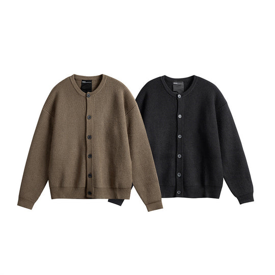 Damen Oversize-Rippenstrick-Cardigan mit Rundhals und durchgehender Knopfleiste Shop Nory
