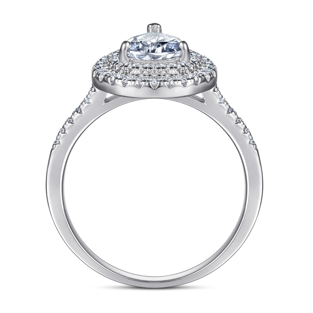 Damen eleganter Tropfenring mit funkelndem Zirkonia-Besatz Shop Nory