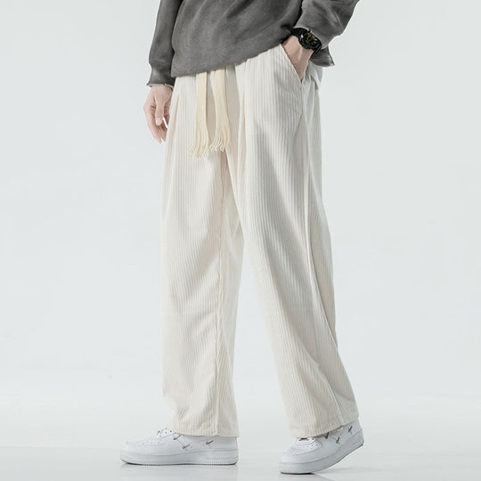 Herren Locker geschnittene Cordhose mit breitem Bein, elastischem Bund und dekorativem Kordelzug Shop Nory
