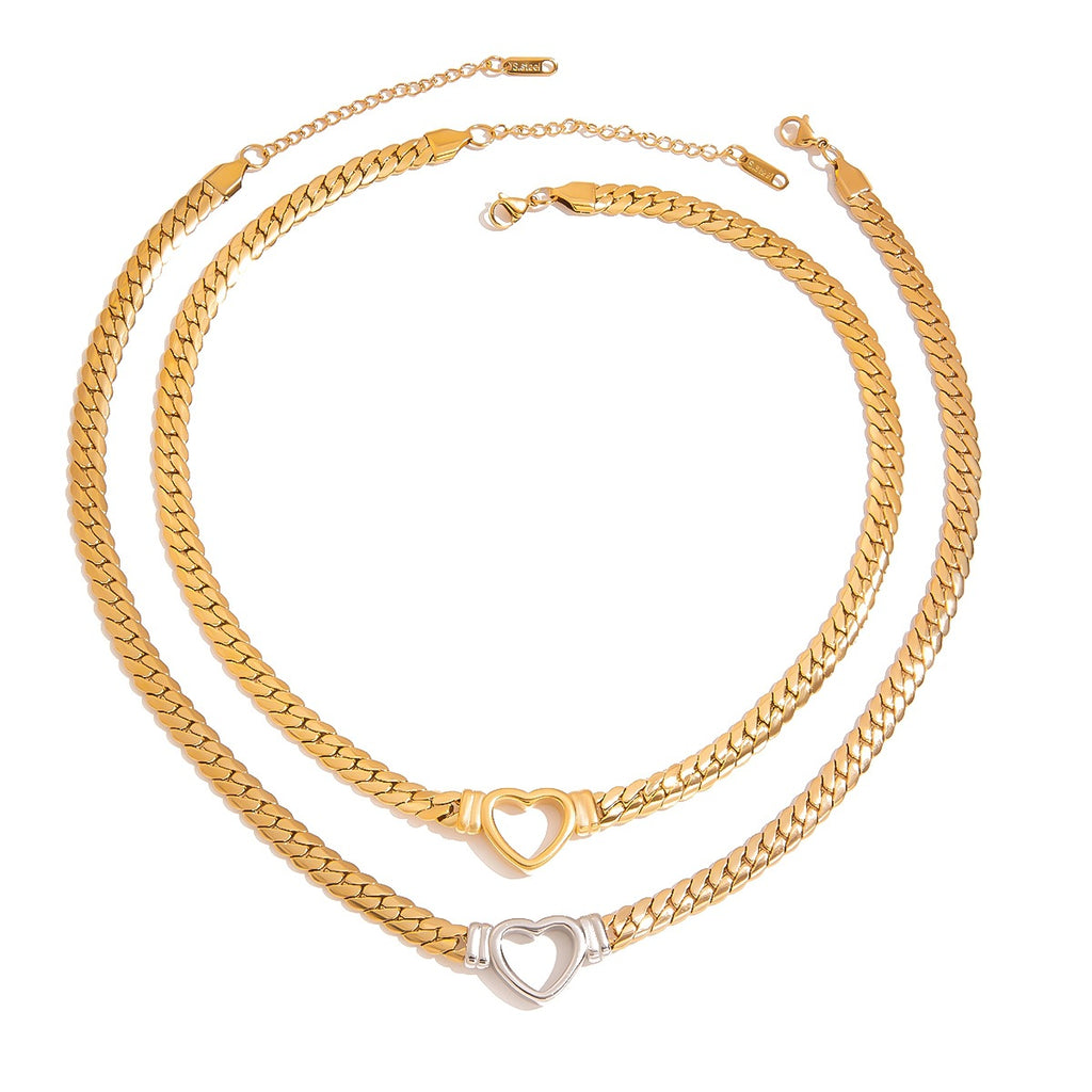 Damen Halskette mit modernem geflochtenem Design und herzförmigem Anhänger Shop Nory