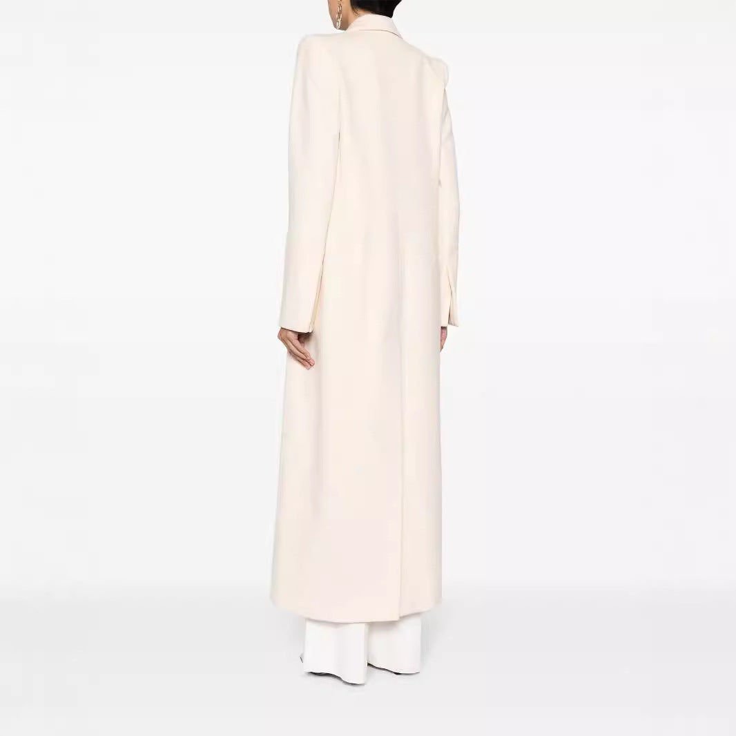 Damen Longline Wollmantel mit Ein-Knopf-Verschluss und tailliertem Revers Shop Nory