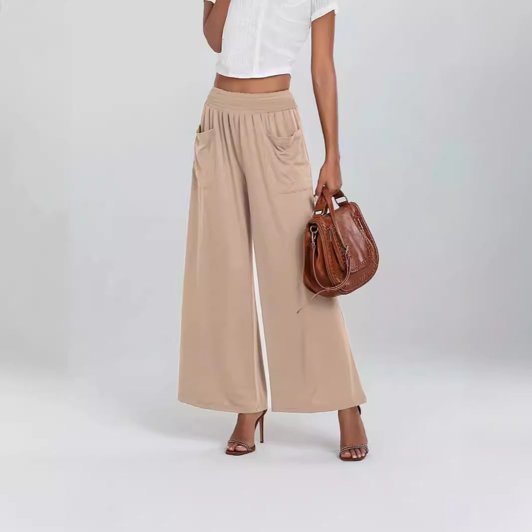 Damen Weite, luftige Palazzo-Hose mit elastischem Bund und praktischen Taschen