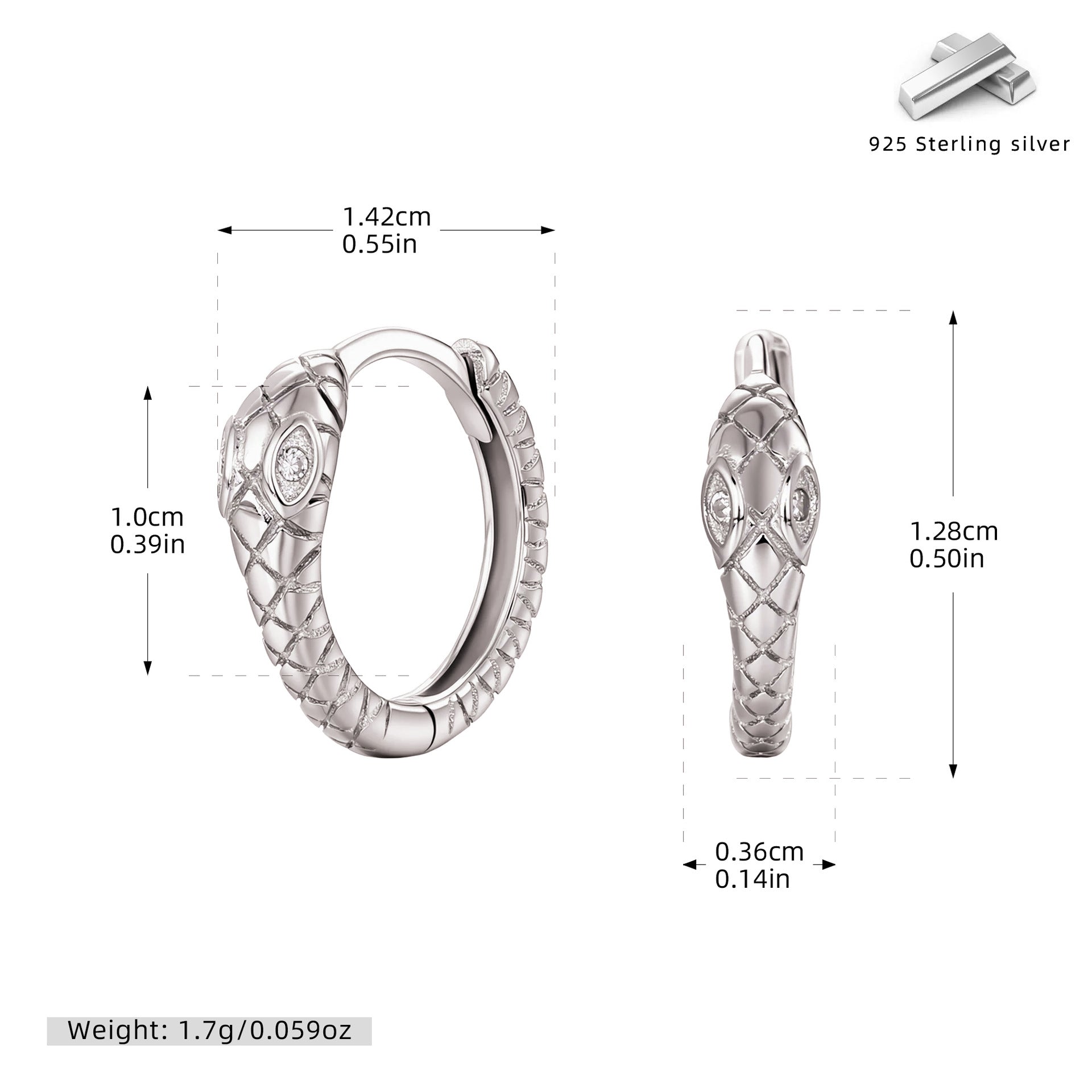 Damen Ohrhänger im einzigartigen Schlangendesign aus 925 Sterling Silber Shop Nory