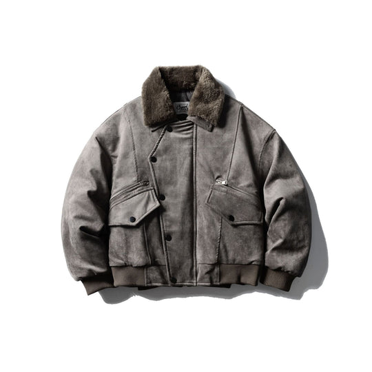 Herren Wattierter Fliegerblouson mit Kunstfellkragen, Velours‑Suede Optik und Utility‑Taschen Shop Nory