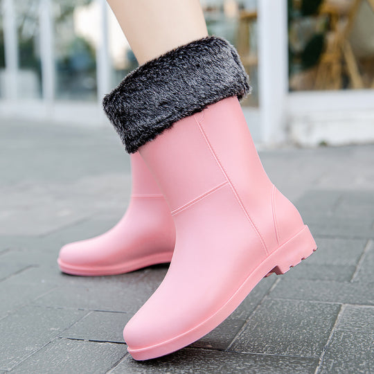 Damen Mittelhohe nahtlose Regenstiefelette aus flexiblem Vollgummi mit griffiger Profilsohle Shop Nory