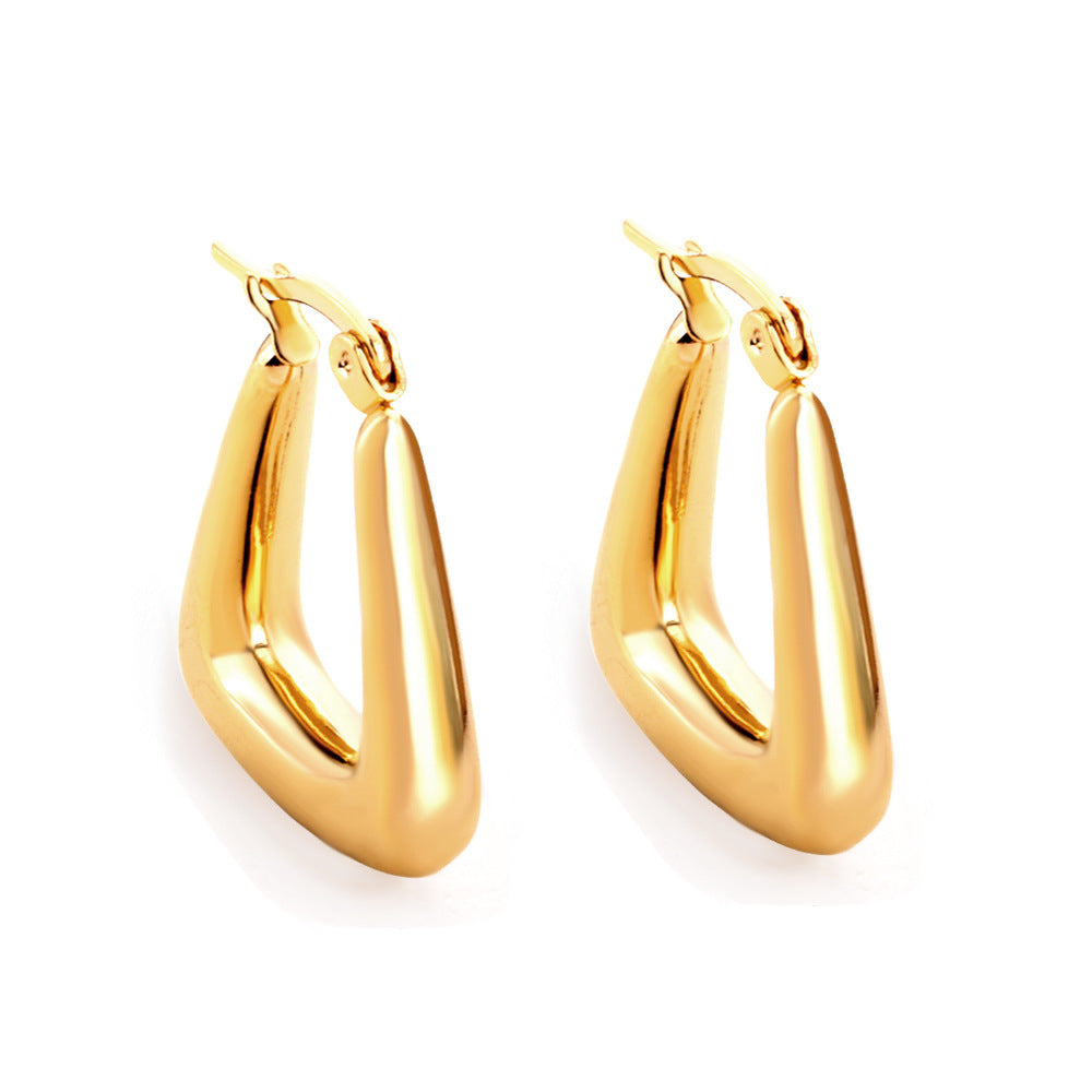 Damen Hängende Creolen aus hochwertigem Edelstahl mit goldplattierter Oberfläche Shop Nory