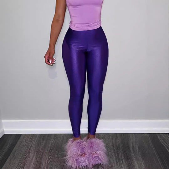 Damen Hochwertige Shiny Leggings mit hohem Bund und perfekter Passform