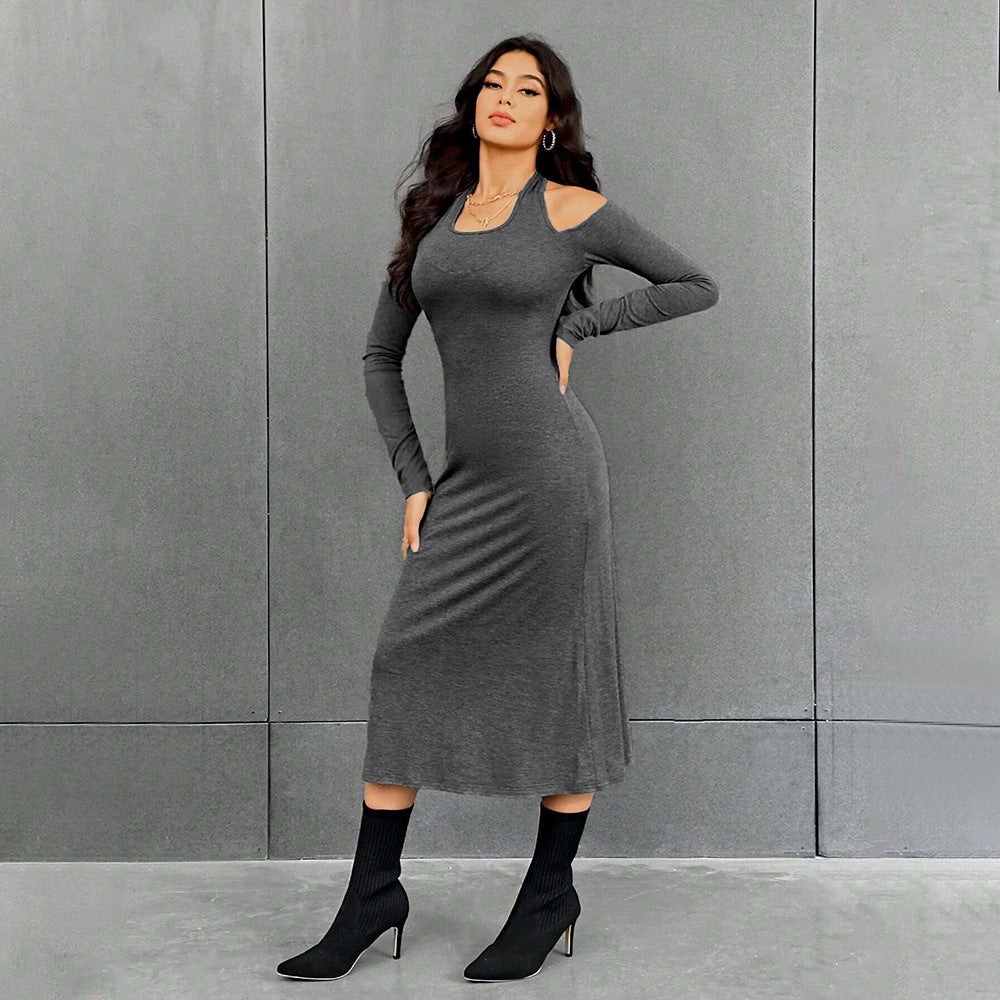 Damen figurbetontes Midikleid mit Neckholder, Cut-Out-Schultern und taillierter Jersey-Silhouette Shop Nory