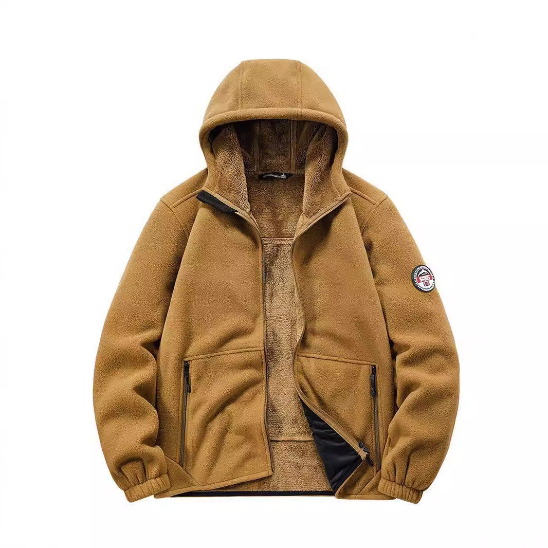 Herren Isolierte Fleece-Hoodiejacke mit Sherpa-Innenfutter und Zwei-Wege-Reißverschluss Shop Nory
