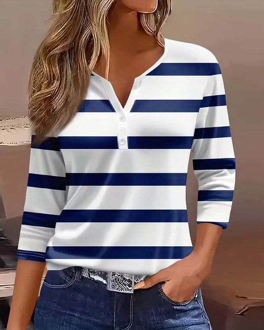 Damen Langarmshirt mit maritimem Streifenmuster