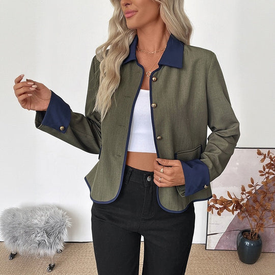 Damen Modische Blazerjacke mit kontrastierenden Ärmeln Shop Nory