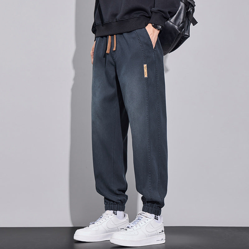 Herren Relaxed-Fit Jogginghose im Denim‑Look mit elastischem Bund, Tunnelzug und geripptem Beinabschluss Shop Nory