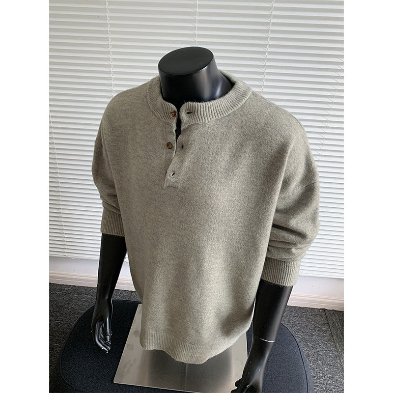 Herren Oversize-Strickpullover mit Henley-Kragen und Halbknopfleiste Shop Nory