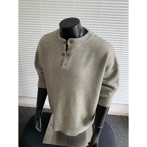 Herren Oversize-Strickpullover mit Henley-Kragen und Halbknopfleiste Shop Nory