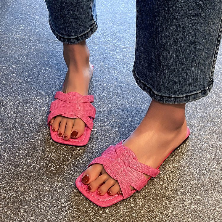 Damen stylische Riemchen-Pantoletten mit komfortabler Sohle