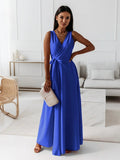 Damen elegantes Wickelkleid mit Taillengürtel