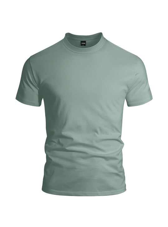 Herren nan eng anliegendes Rundhals-Basicshirt aus Singlejersey mit verstärktem Nackenband